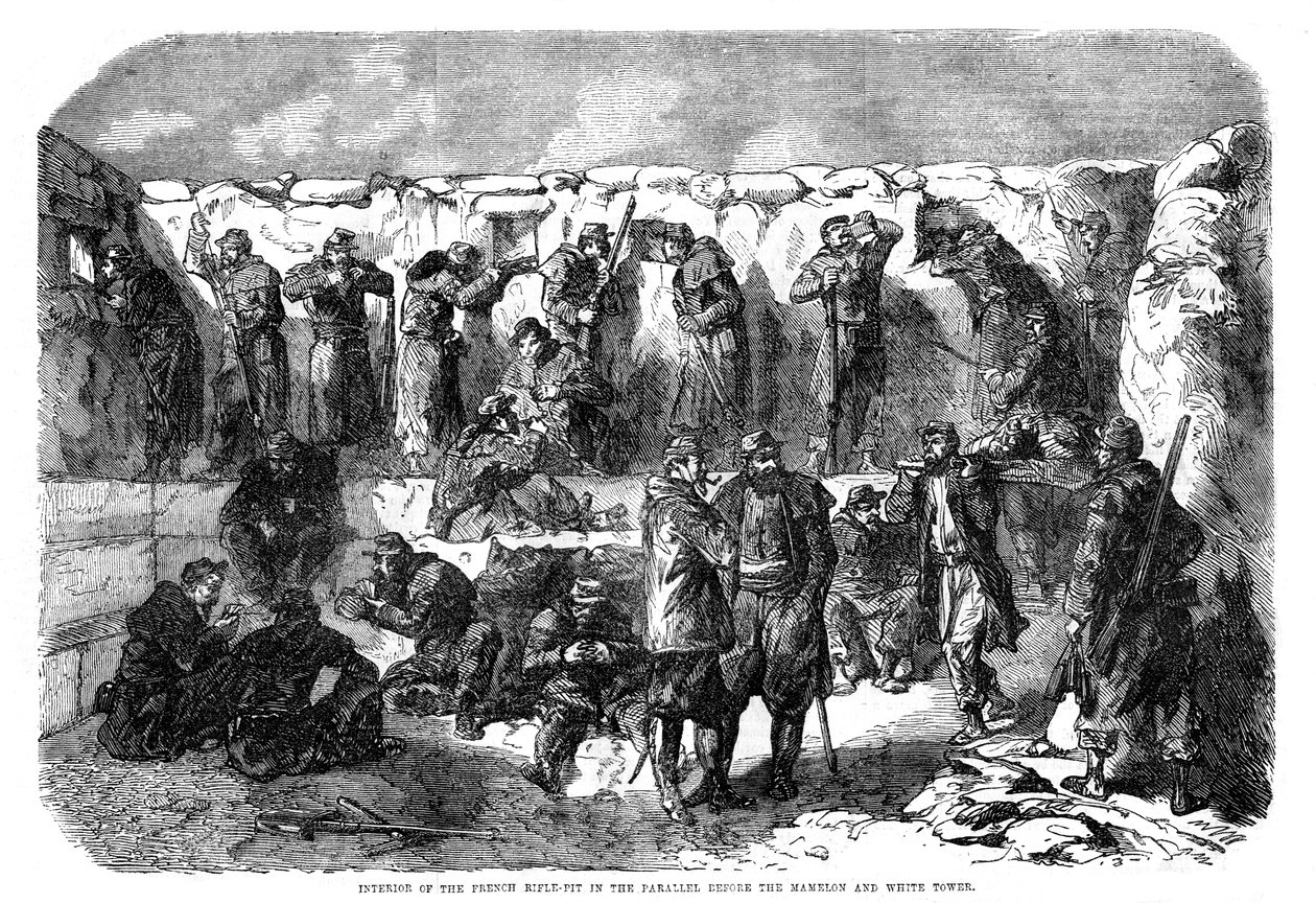 Fosse à fusils française dans le parallèle avant le mamelon et la tour blanche, Sébastopol, Guerre de Crimée, 1855 - Unbekannt