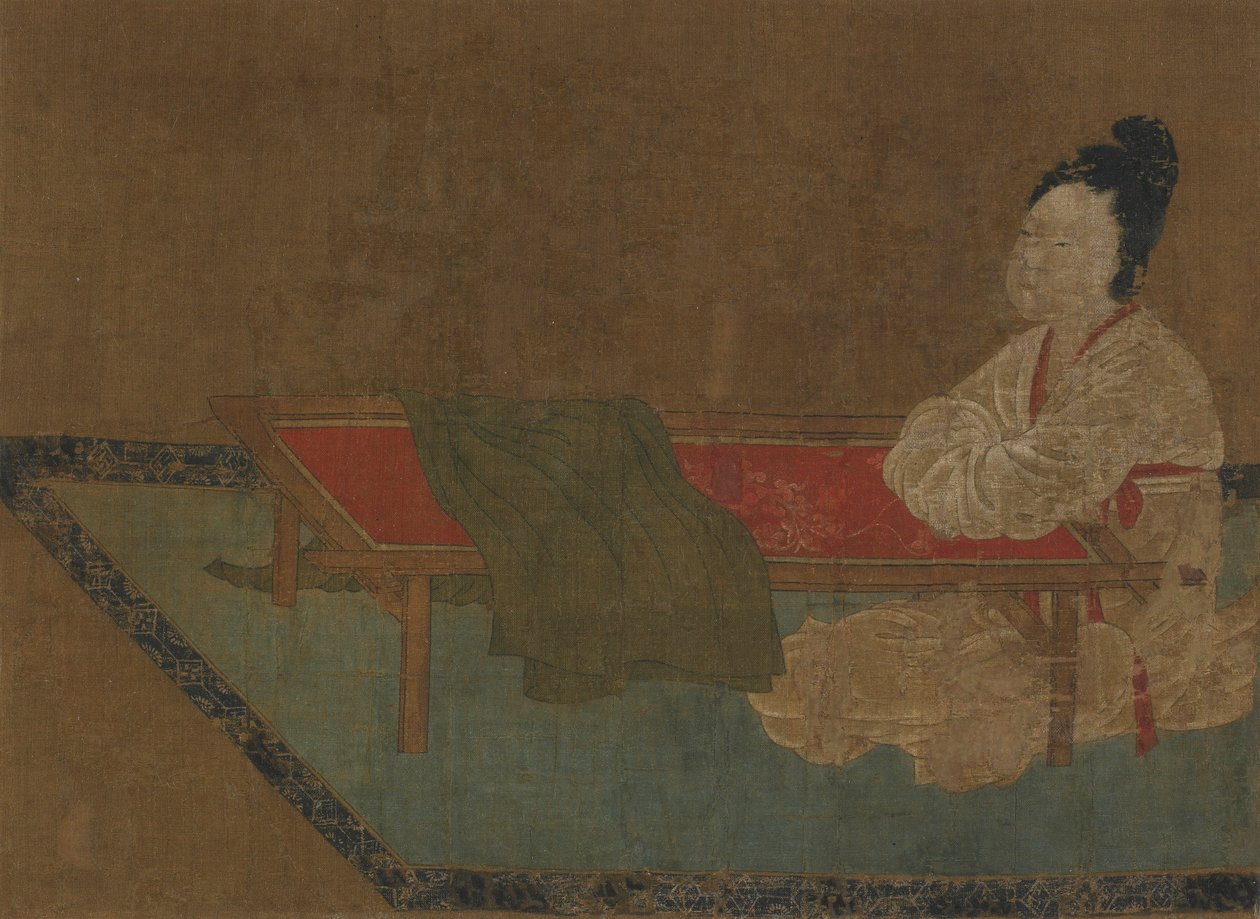 Fille assise à un cadre de broderie, dynastie Ming, 15ème siècle - Unbekannt