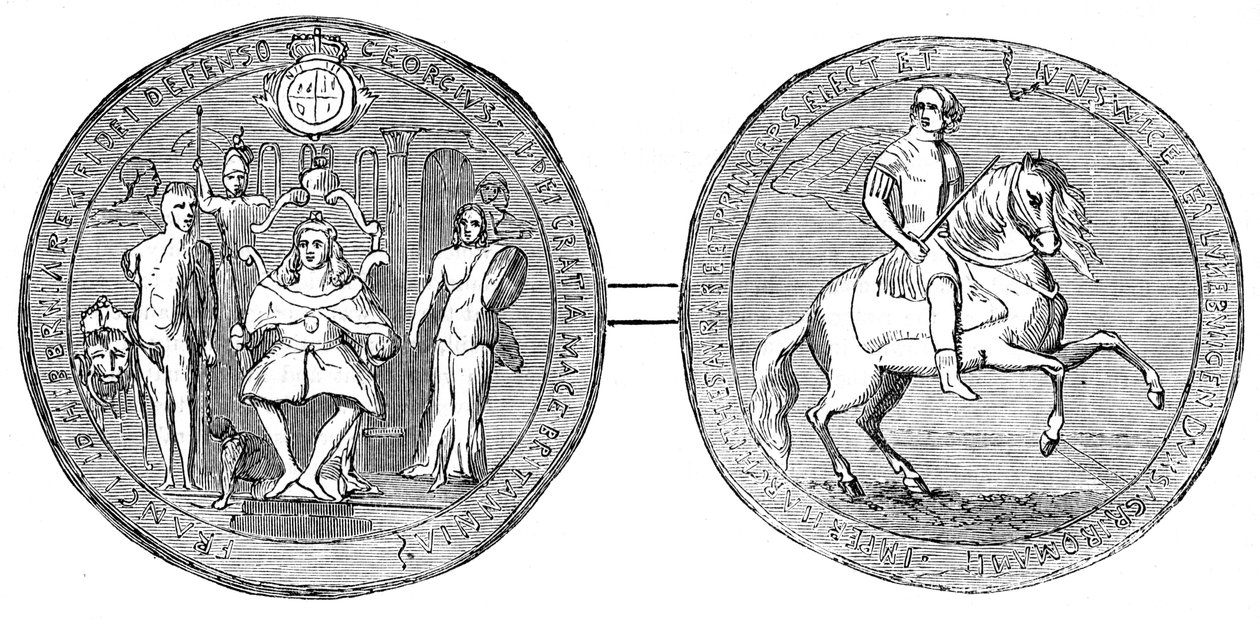 Grand Sceau de George II, milieu du 18e siècle, 19e siècle - Unbekannt