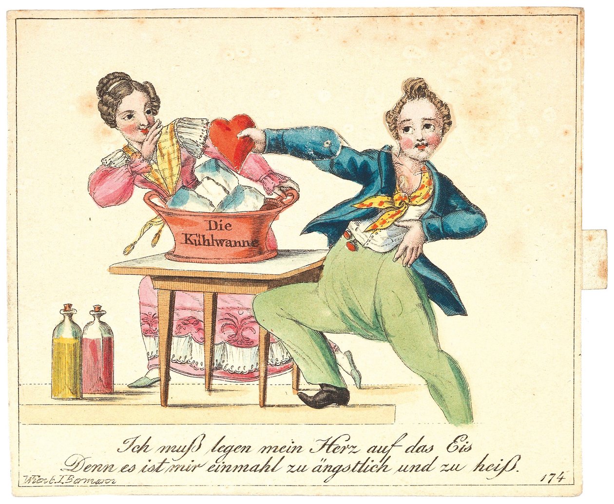Carte de vœux. Je dois reposer mon cœur sur la glace, car il est trop craintif et trop chaud, après 1815 - Unbekannt