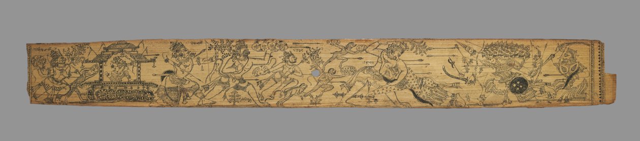 Hanuman apporte la montagne des plantes médicinales, Rama extrait la flèche..., fin des années 1700 - Unbekannt