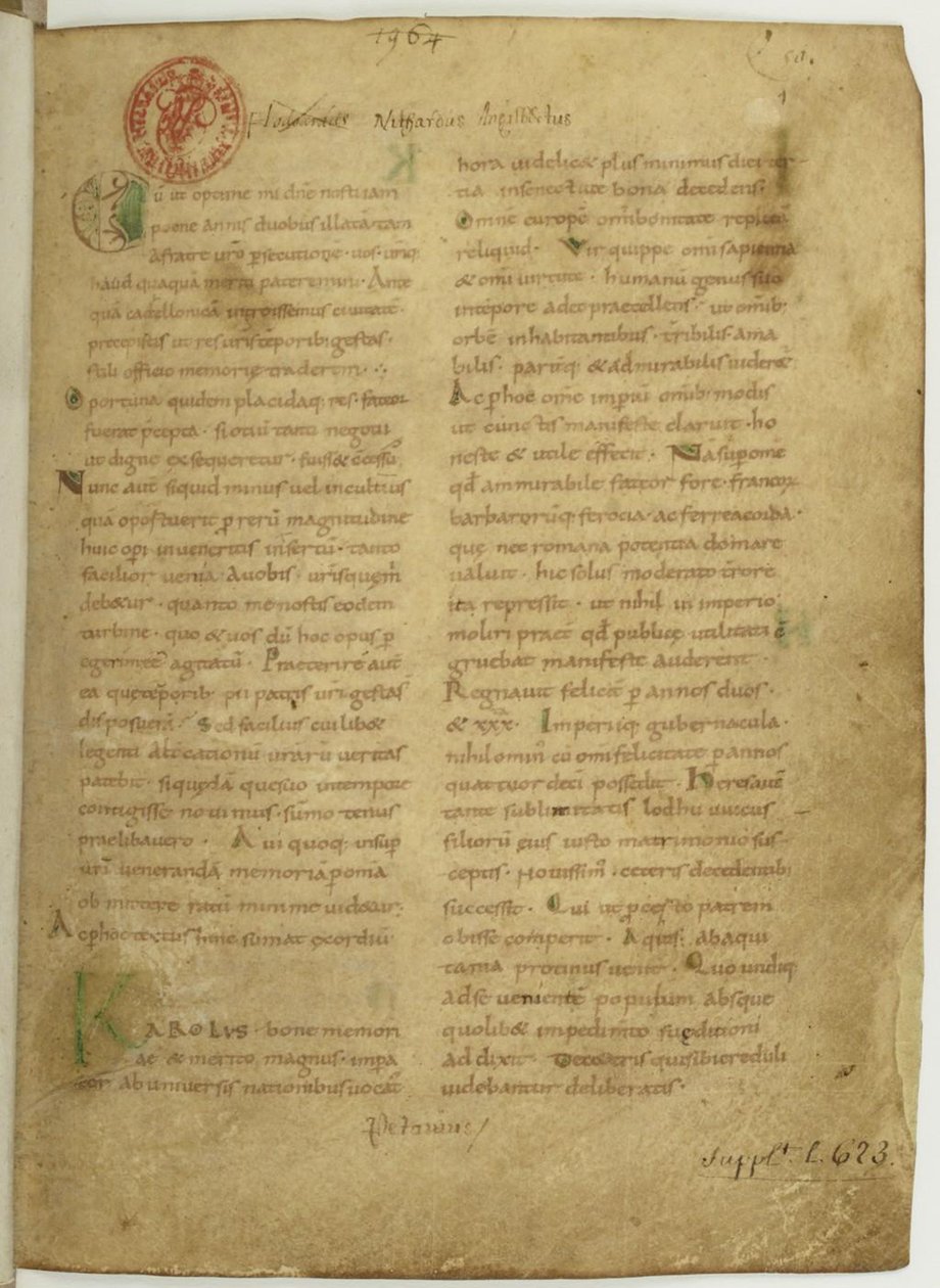 Historia Brittonum par Nennius. Première page du manuscrit, XIe siècle - Unbekannt