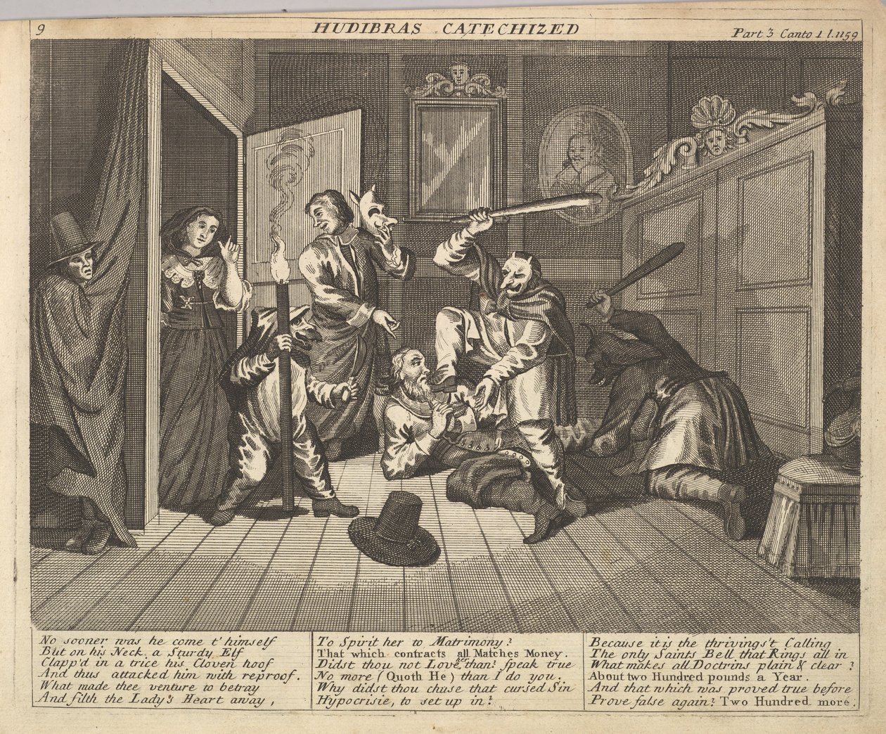 Hudibras catéchisé Planche 9 : Illustrations de Hudibras de Samuel Butler, 1725-30 - Unbekannt