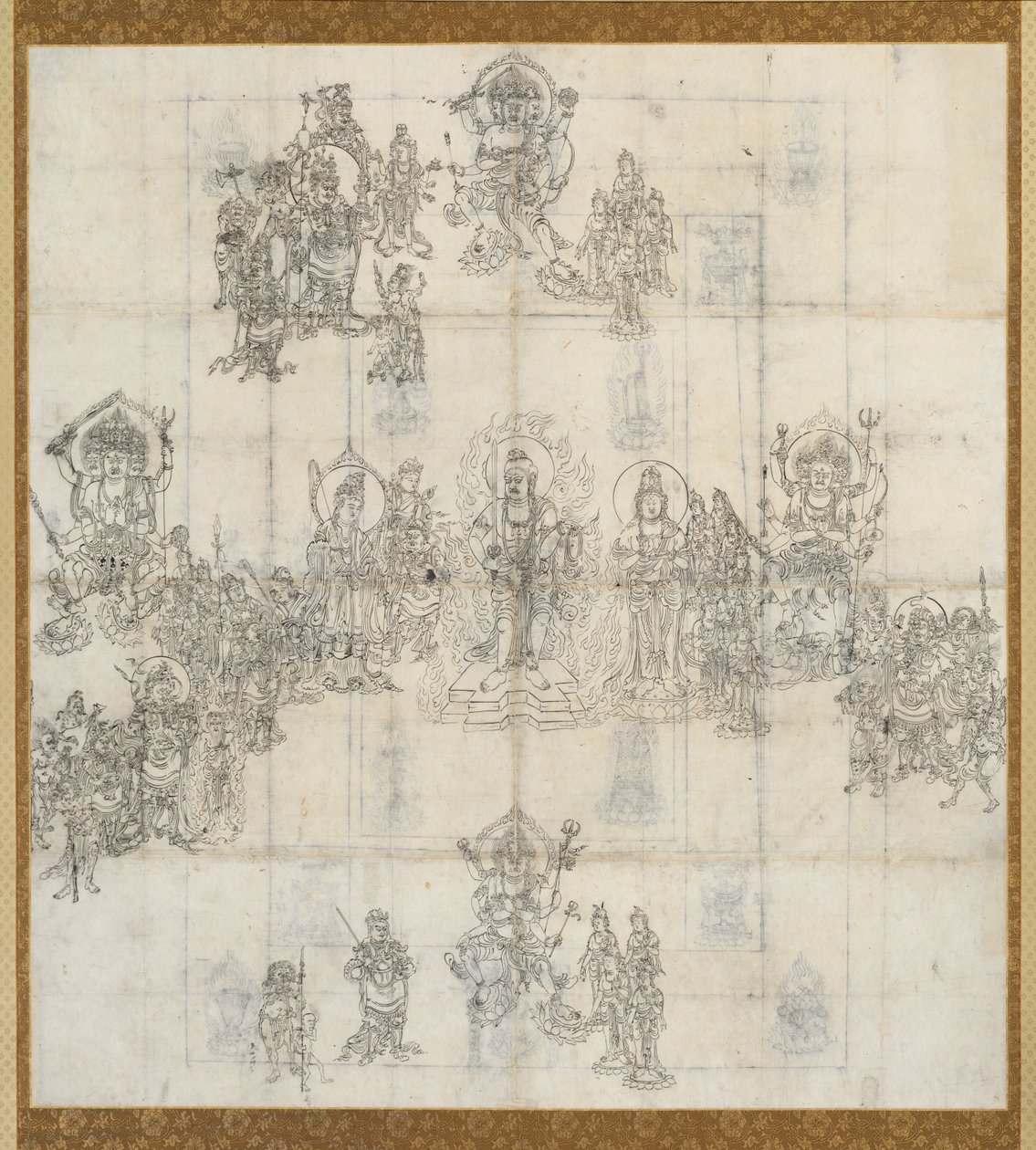 Esquisse iconographique Zuzo pour le Mandala du Sutra des Rois Bienveillants, 1100s - Unbekannt