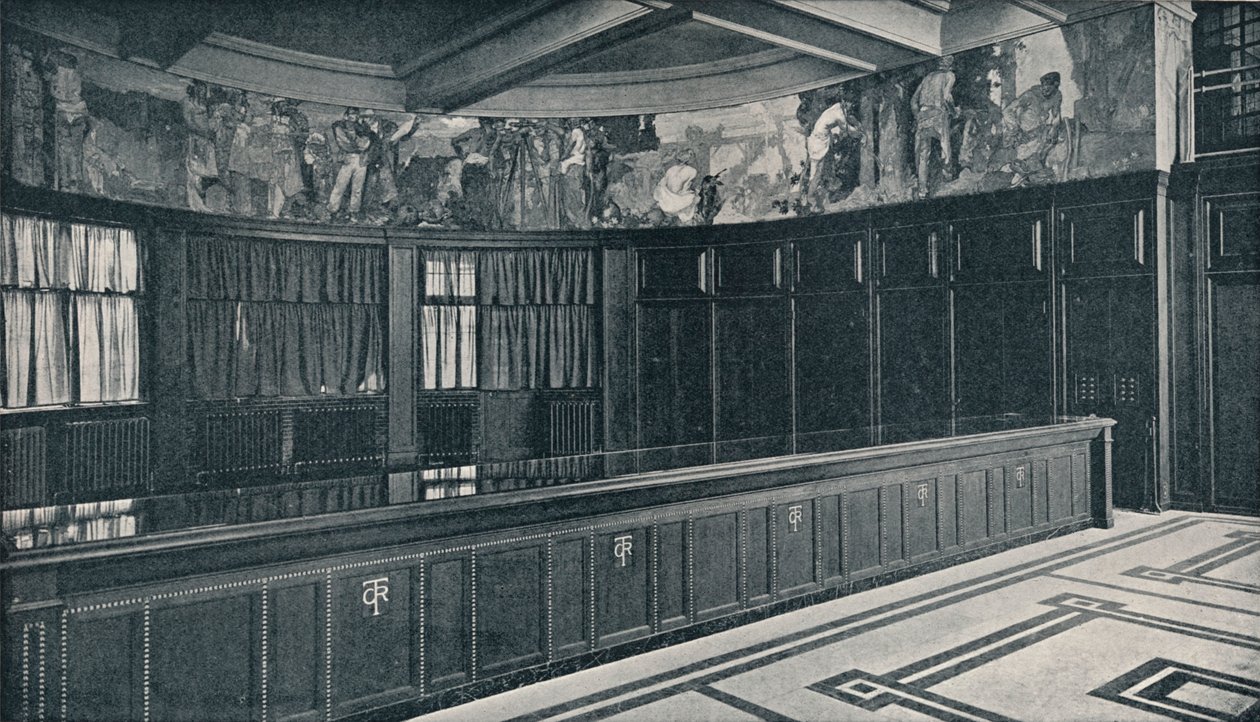 Intérieur des nouveaux bureaux de la Grand Trunk Railway à Londres avec une frise à la tempera de Frank Brangwyn, vers 1909 - Unbekannt