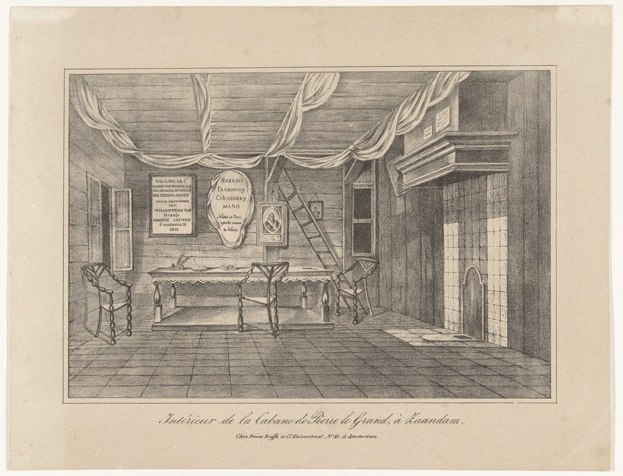 Intérieur de la maison du tsar Pierre à Zaandam, 1697, milieu du 19ème siècle - Unbekannt