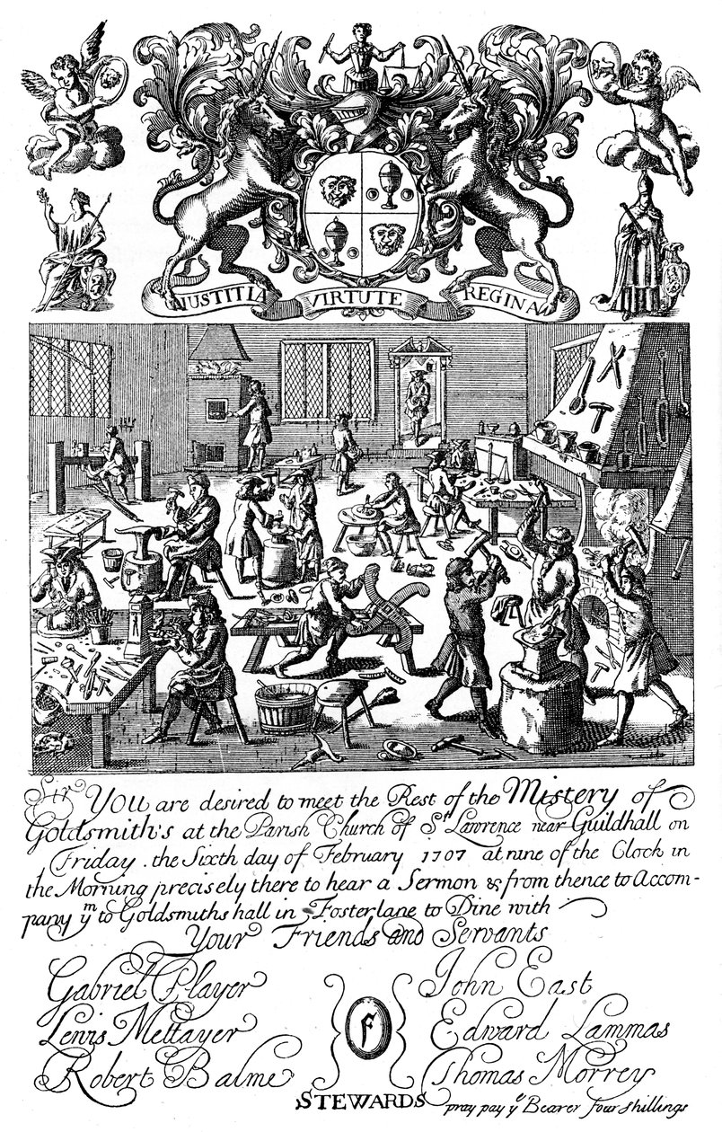 Invitation à une réunion de la Goldsmiths Company, 1707, 1894 - Unbekannt