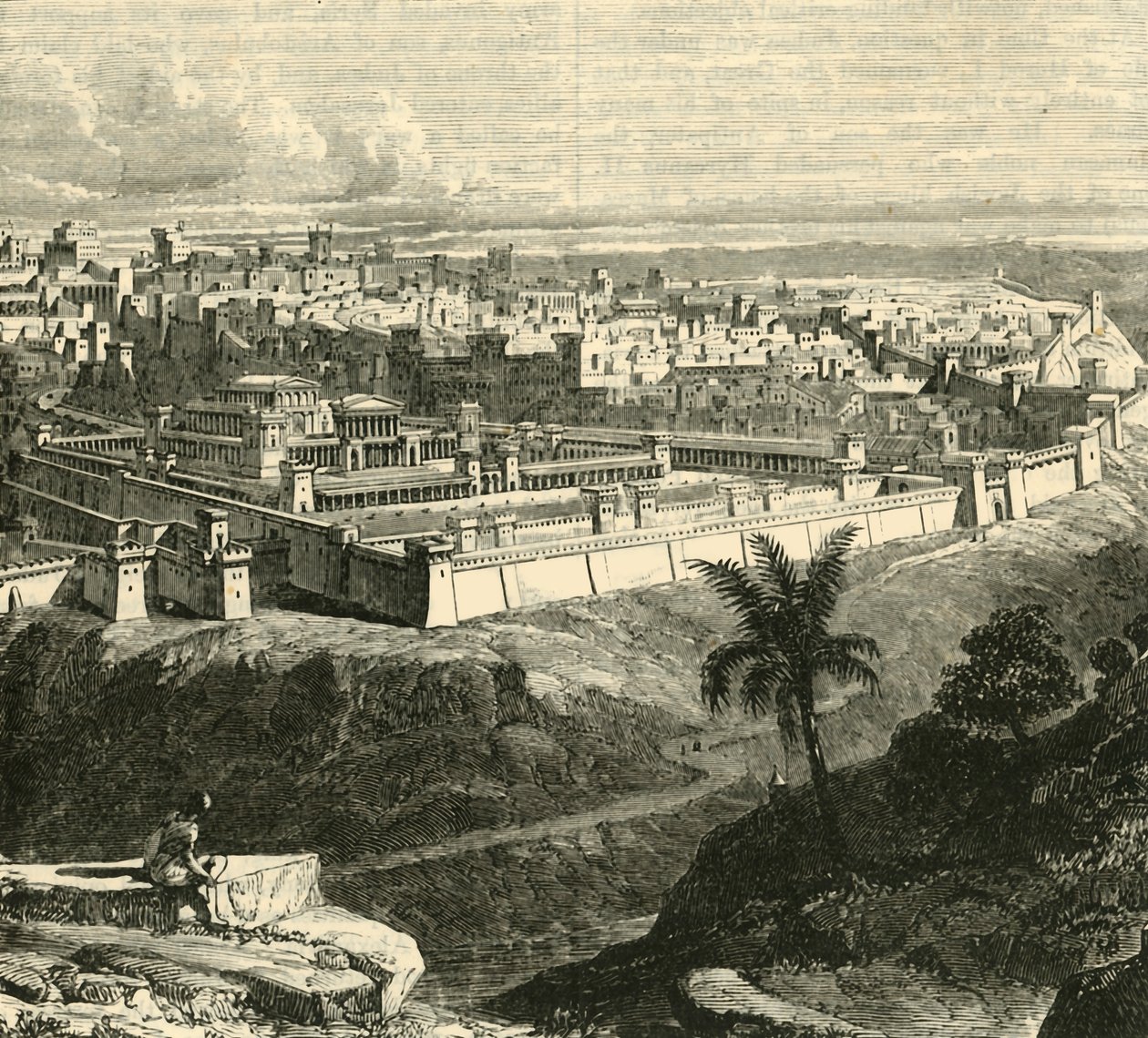 Jérusalem au temps de Jésus-Christ, montrant le Temple restauré par Hérode le Grand - Unbekannt