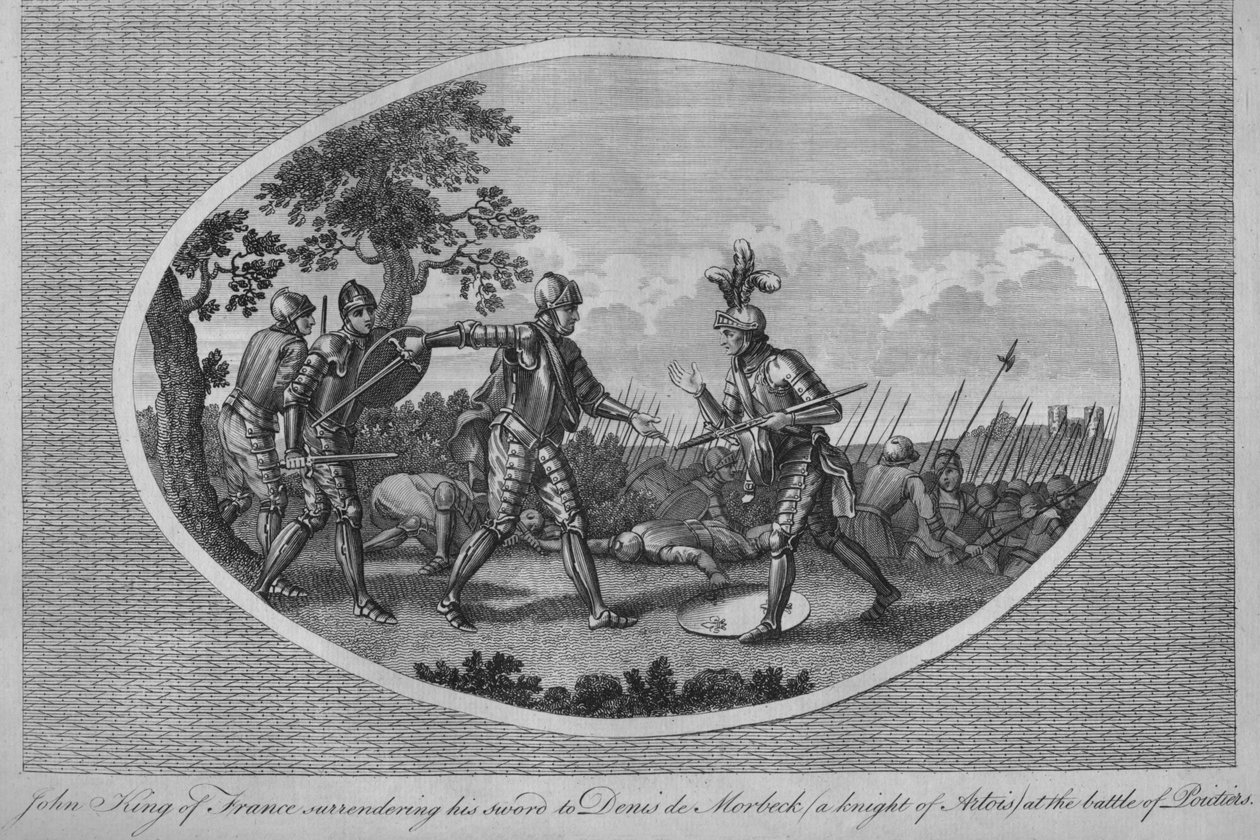 Jean II de France remettant son épée à Denis de Morbeck à la bataille de Poitiers, 1356, 1793 - Unbekannt