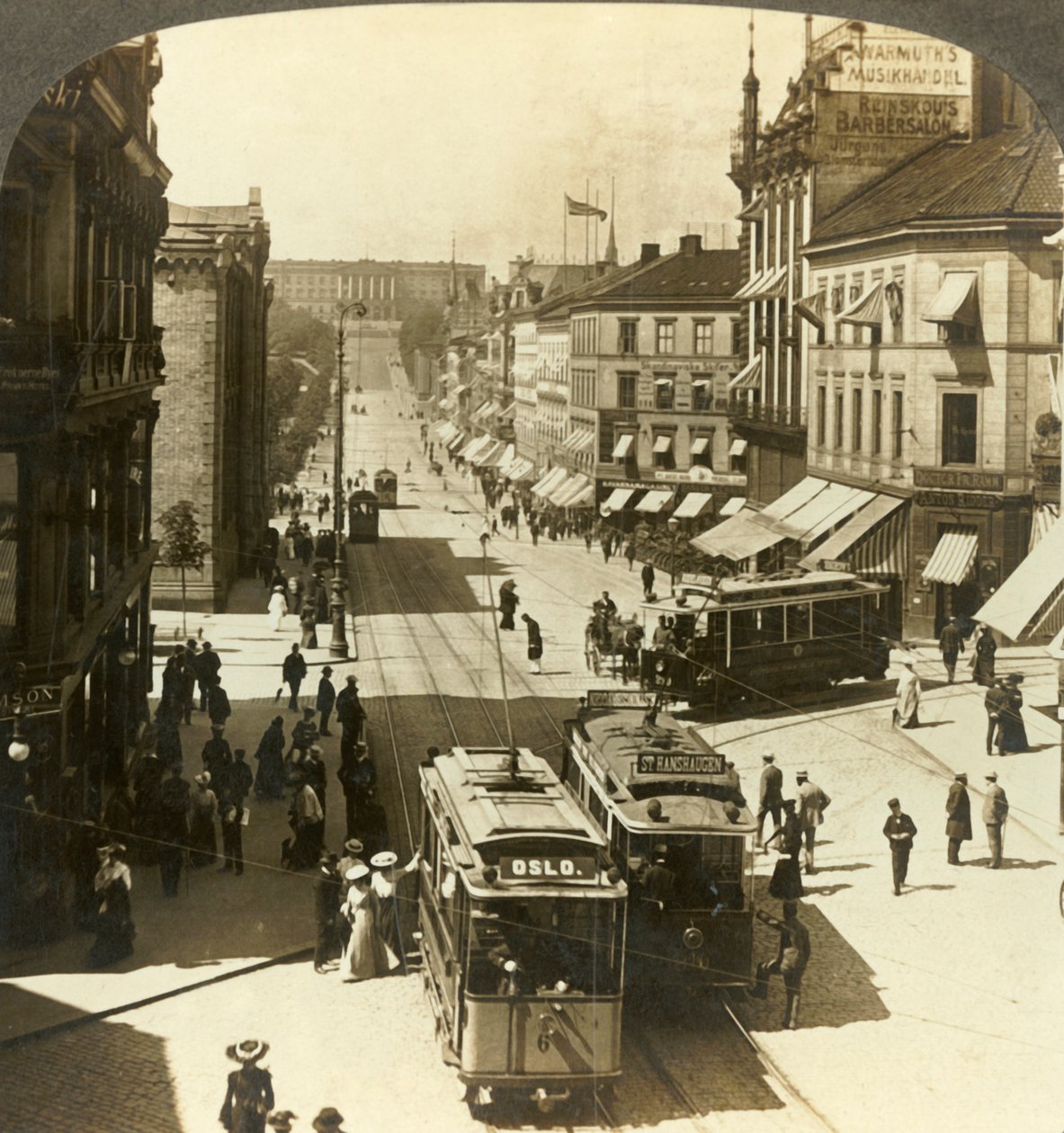 Rue Karl Johan, vers le palais royal, Christiania, Norvège - Unbekannt