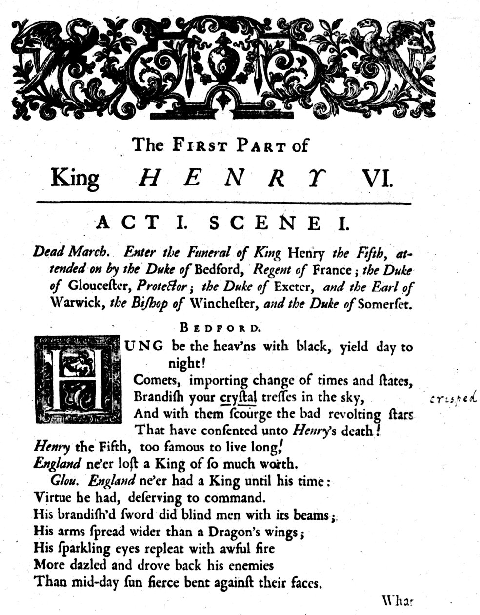 Roi Henri VI. Acte 1. Scène 1 - Unbekannt