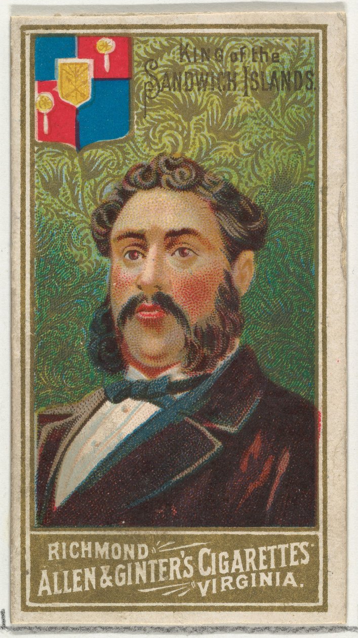 Roi des îles Sandwich, de la série Les Souverains du Monde N34 pour Allen & Ginter Ciga..., 1889 - Unbekannt