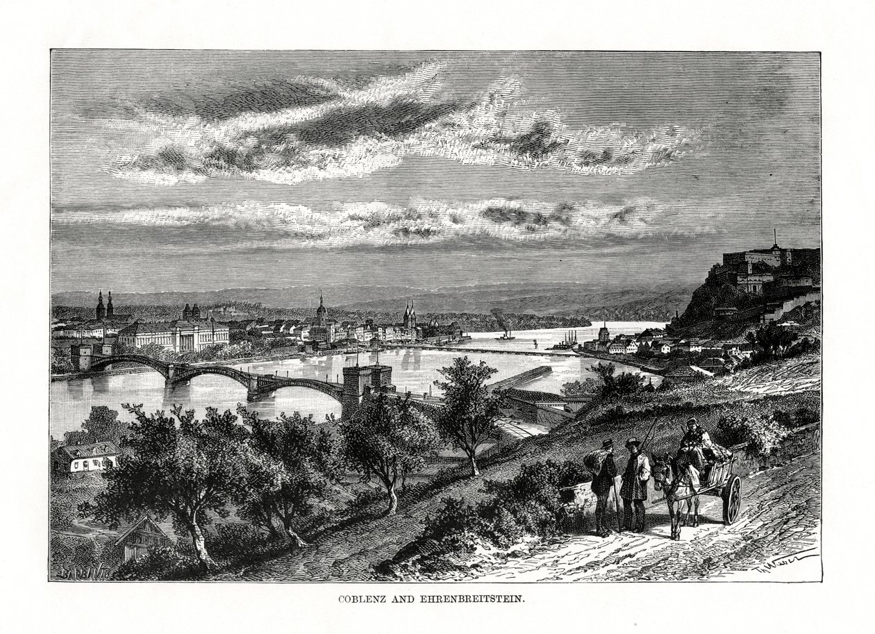 Koblenz et Festung Ehrenbreitstein, Allemagne, 1879 - Unbekannt