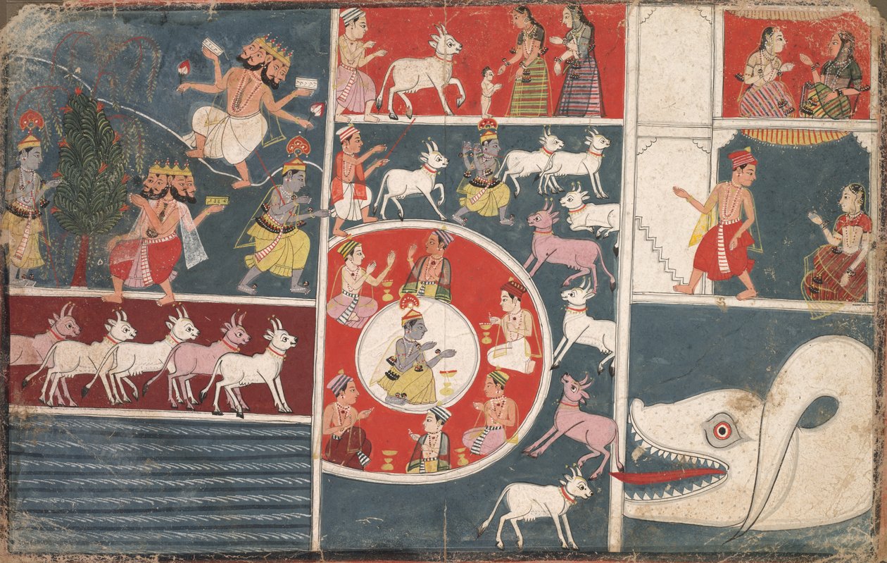 Krishna jouant de la flûte et autres épisodes du Bhagavata Purana - Unbekannt Unbekannt