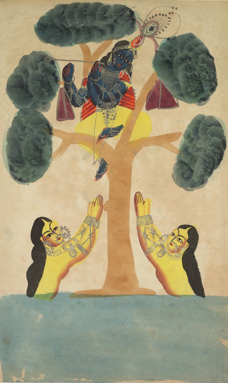 Krishna vole les vêtements des gopis, 1800s - Unbekannt