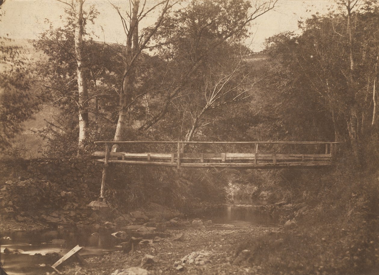 Paysage avec arbres et pont, vers 1850 - Unbekannt