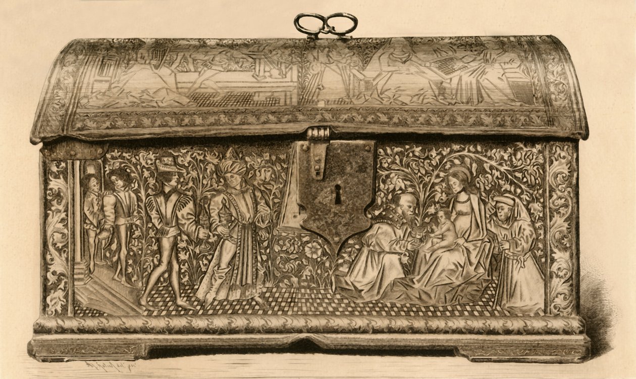 Coffre en cuir avec décoration incisée, 15e siècle, 1903 - Unbekannt