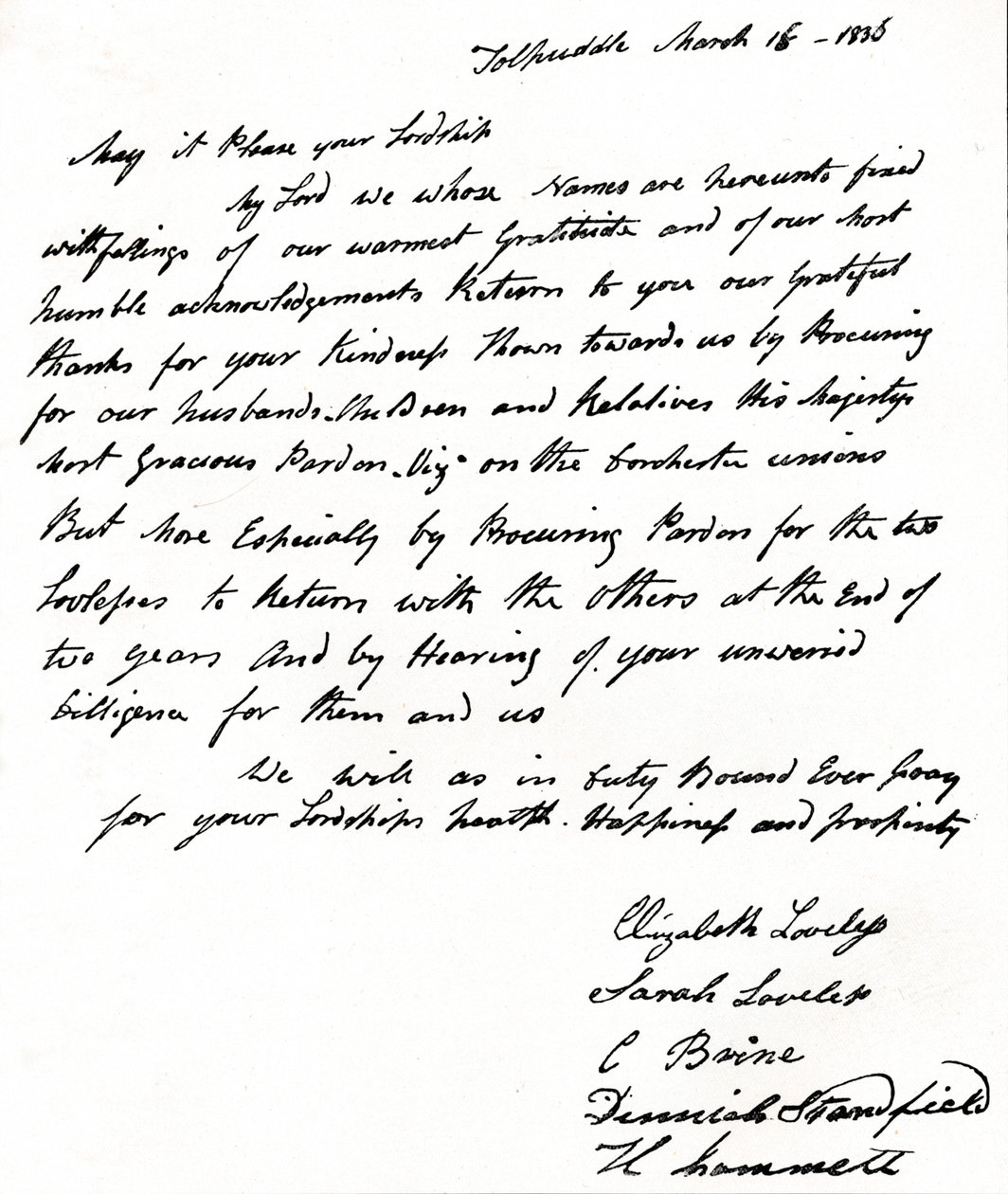 Lettre écrite au ministre de l