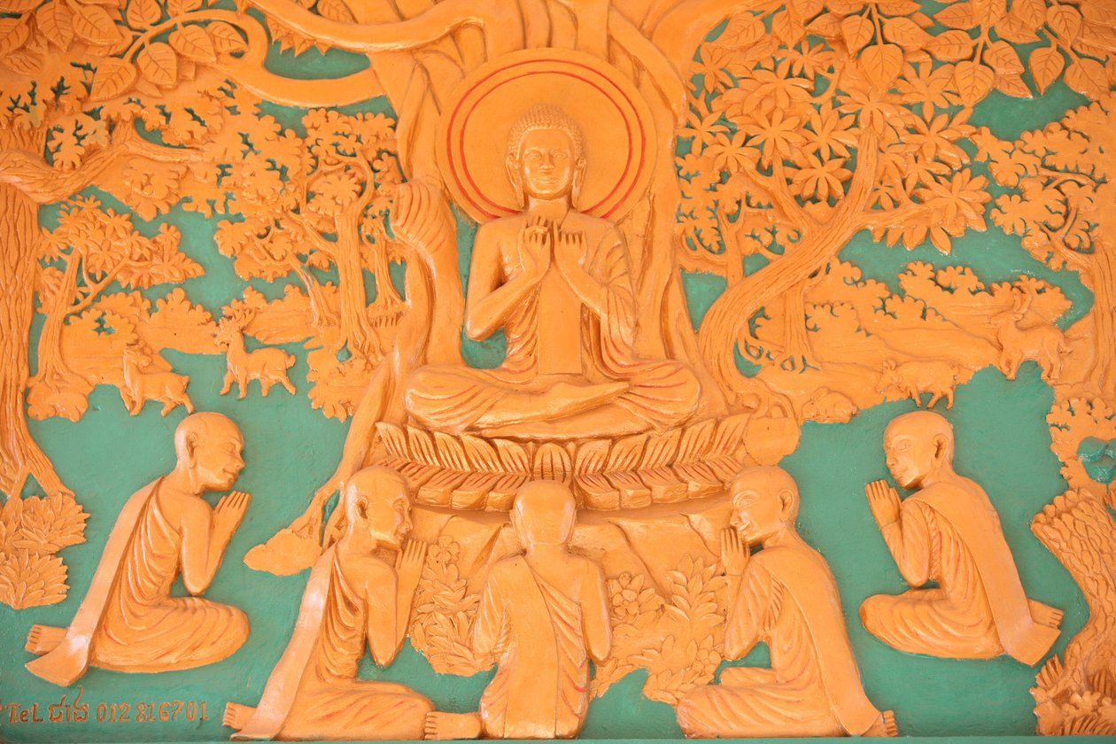 Vie de Bouddha. Bouddha avec ses 5 disciples à Bénarès Phnom Penh Cambodge - Unbekannt
