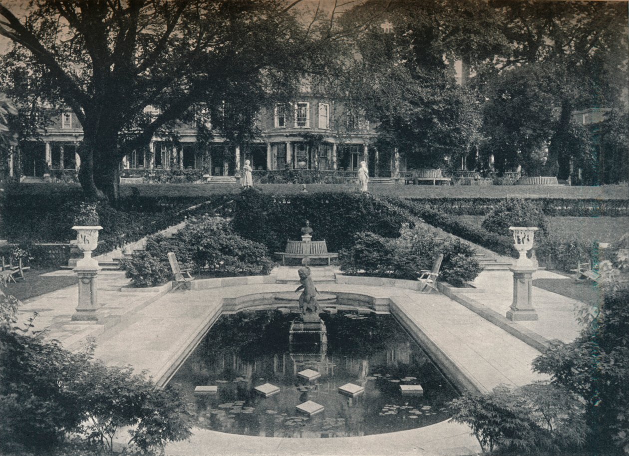 Bassin de lys et façade ouest, The Hill, Hampstead Heath, vers 1900 - Unbekannt
