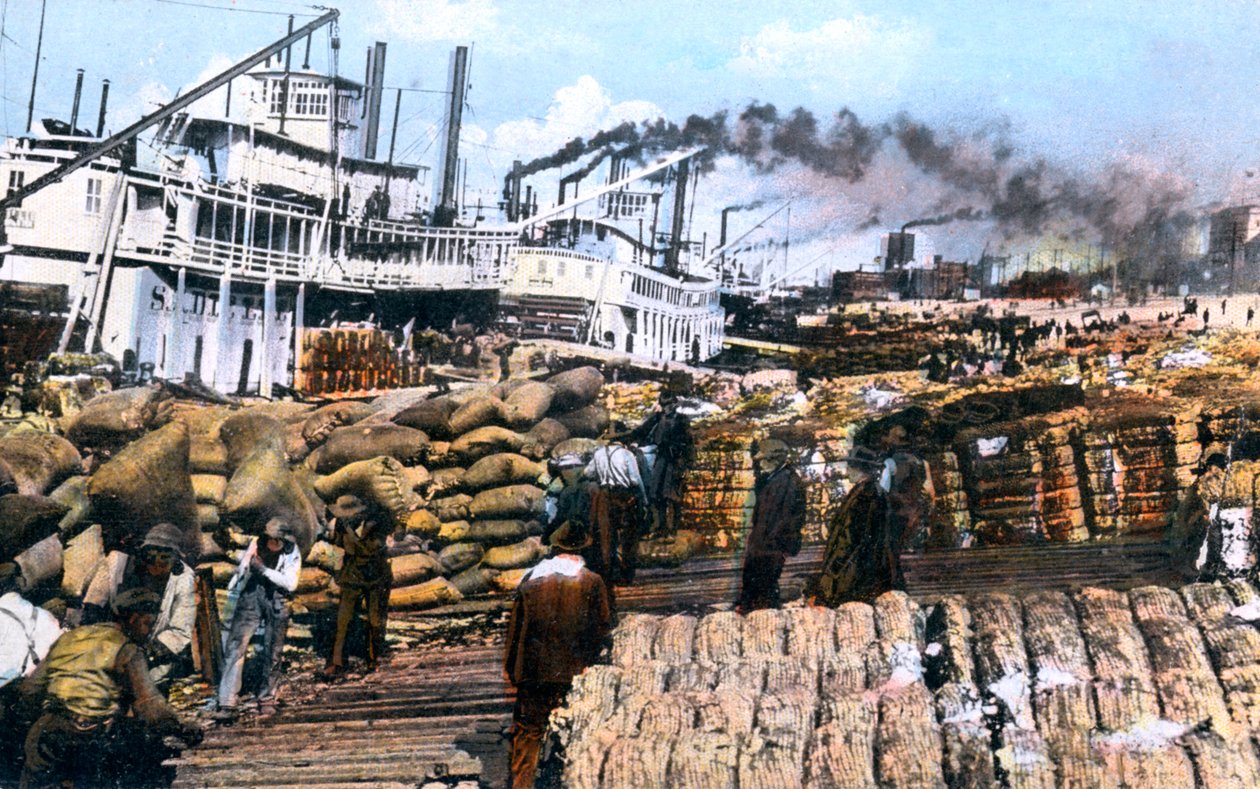 Chargement de coton sur un navire, Memphis, Tennessee, USA, vers 1900 - Unbekannt