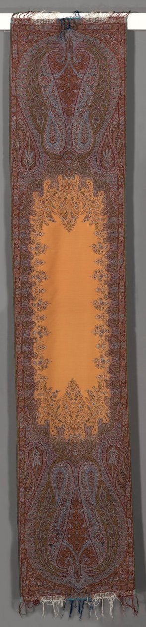 Longue étole avec botehs et centre orange, 1850-1855 - Unbekannt