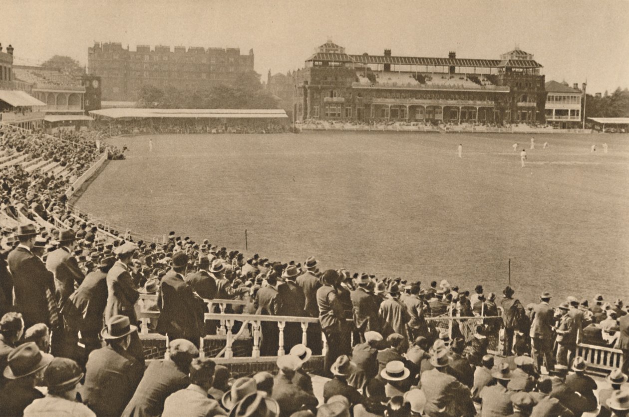 Vue vers le pavillon depuis le Mound Stand au célèbre Lords, vers 1935 - Unbekannt