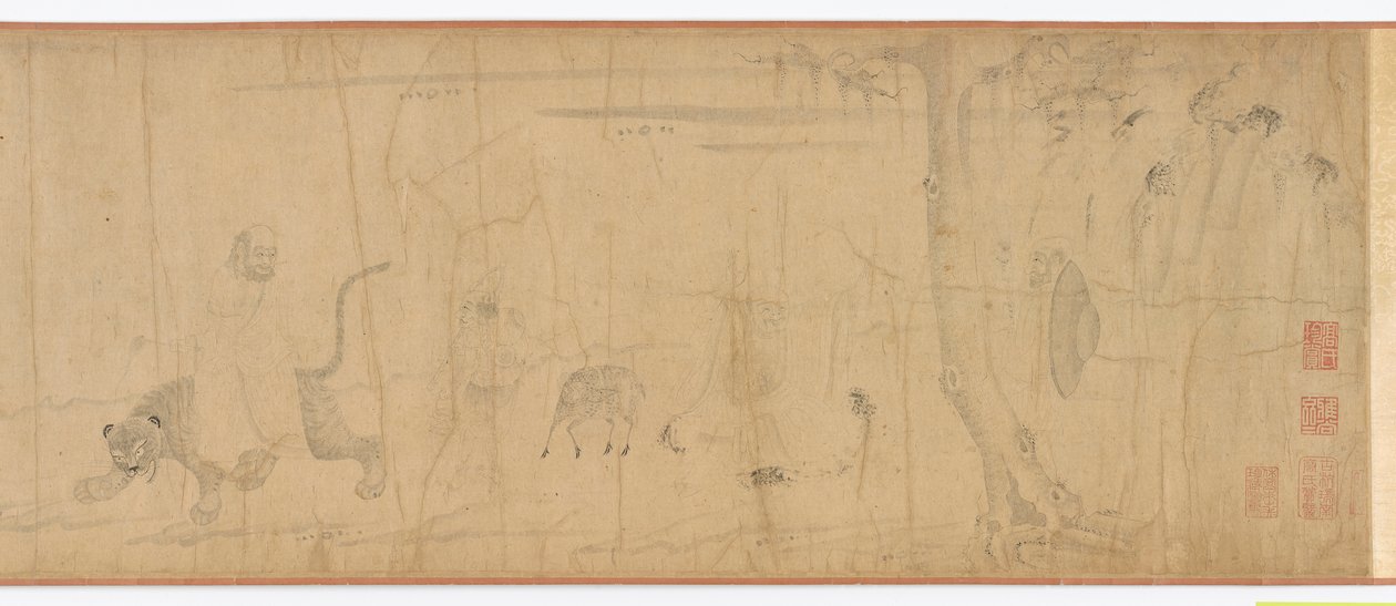 Luohans et animaux traversant la mer, dynastie Ming, 16ème-17ème siècle - Unbekannt