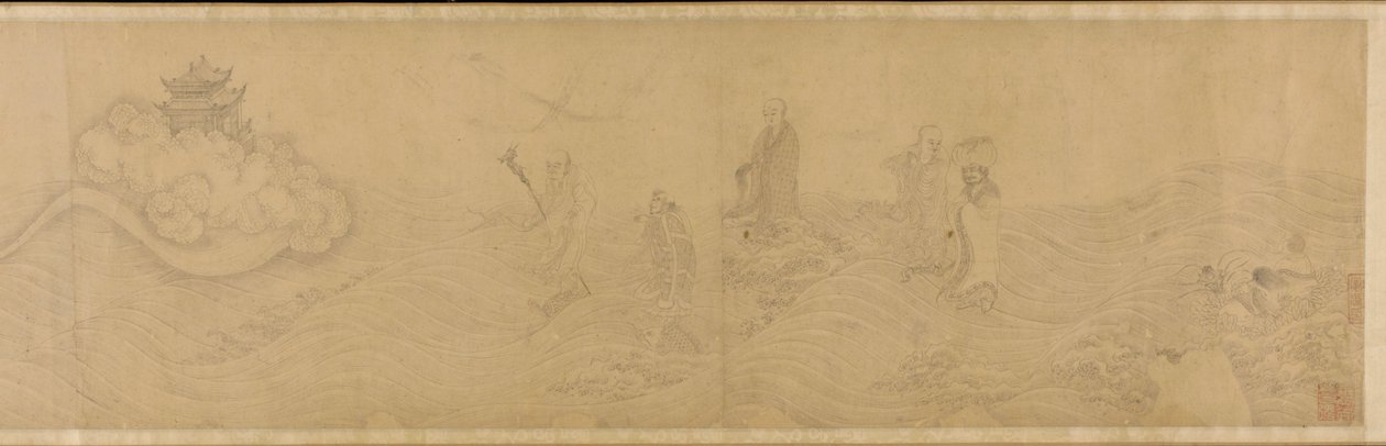 Luohans traversant la mer, dynastie Ming, XVe-XVIe siècle - Unbekannt