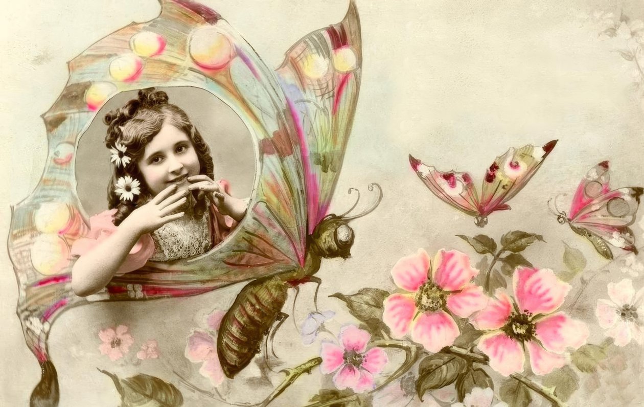 Fille dans un papillon - Unbekannt