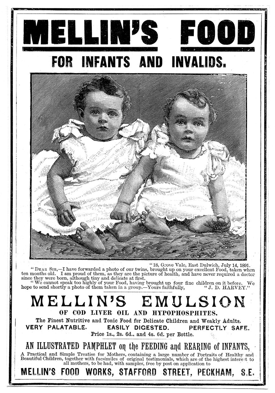 Publicité de magazine pour Mellins Emulsion, un complément alimentaire à base d