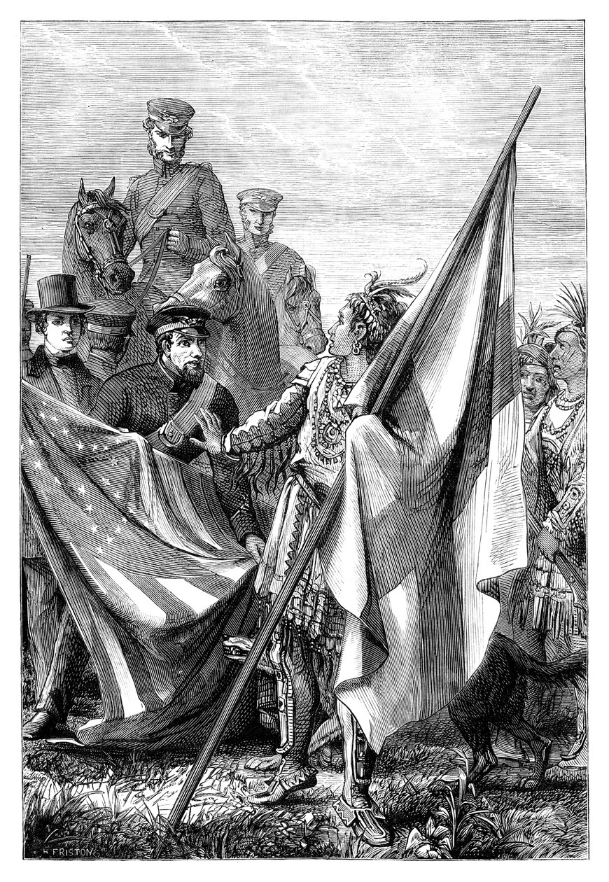Major Sprague et les Indiens, vers 1895 - Unbekannt