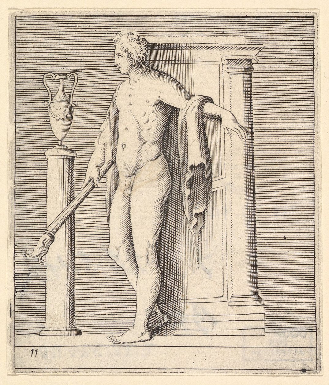 Homme avec torche à la porte du temple, publié vers 1599-1622 - Unbekannt