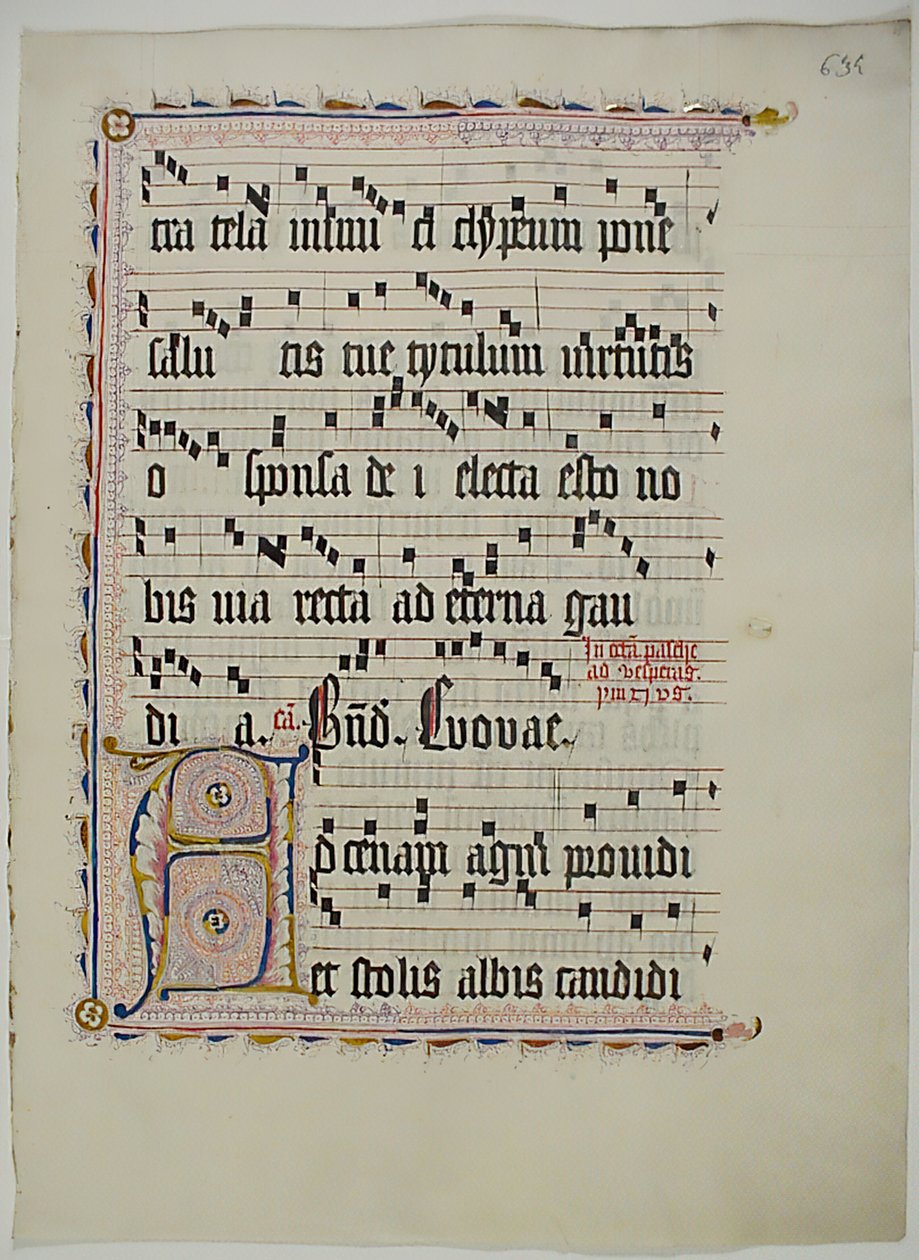 Feuille de manuscrit avec initiale A, d