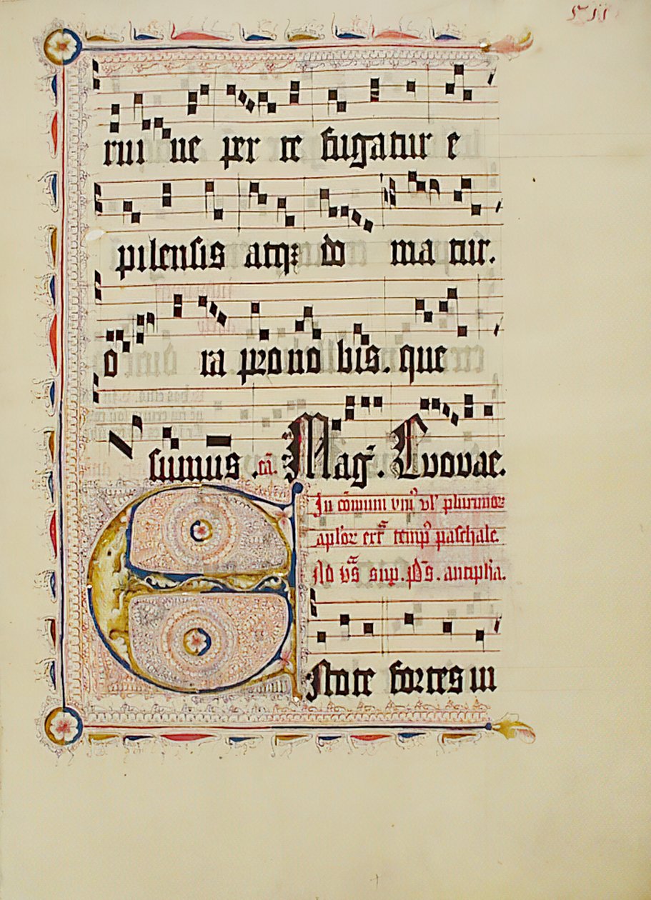 Feuille de manuscrit avec initiale E, d
