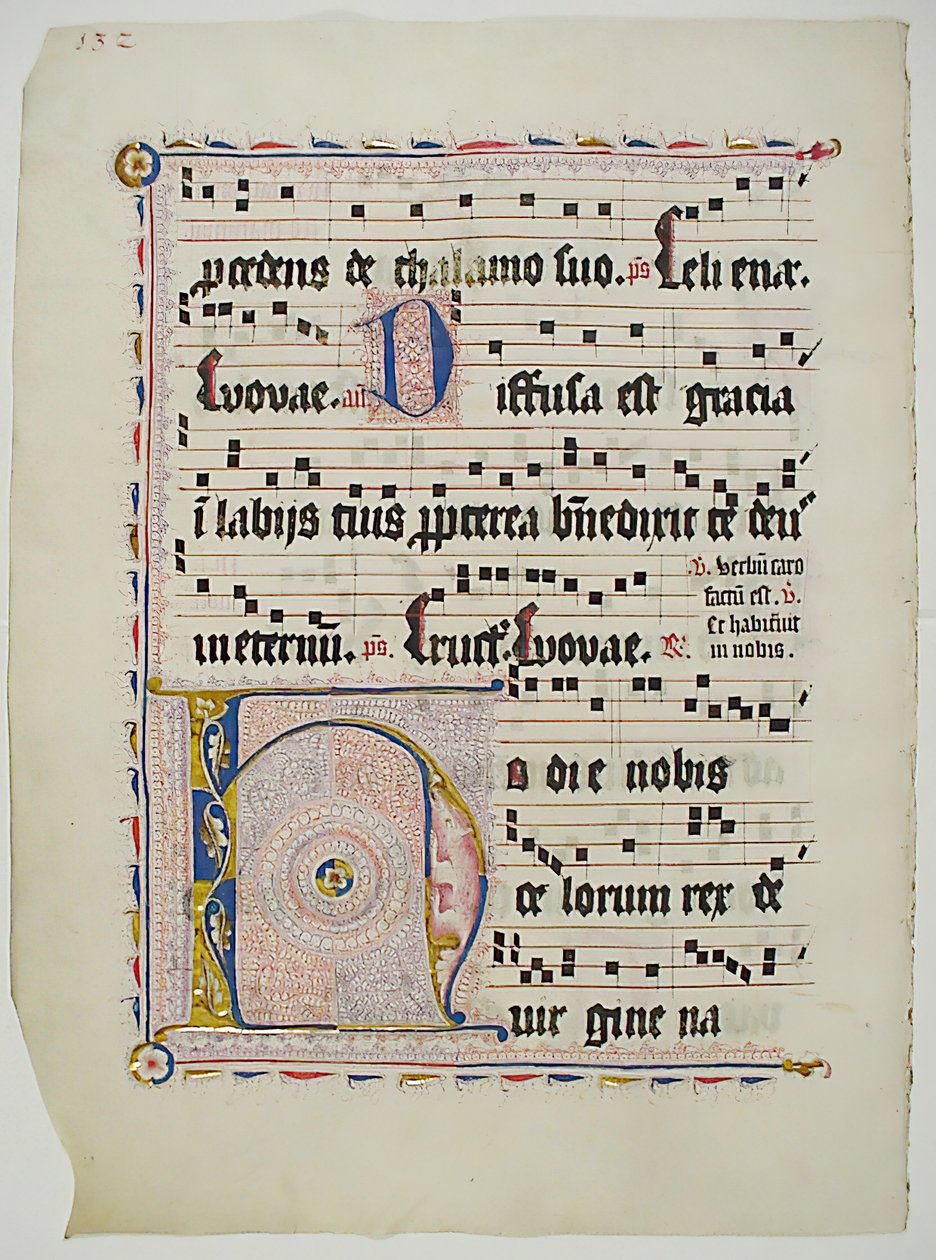 Feuille de manuscrit avec initiale H, d