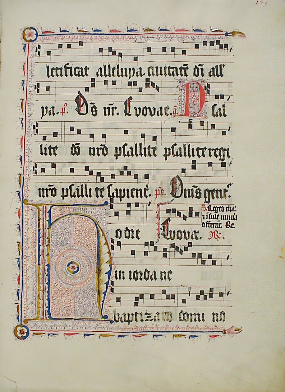 Feuille de manuscrit avec initiale H, d