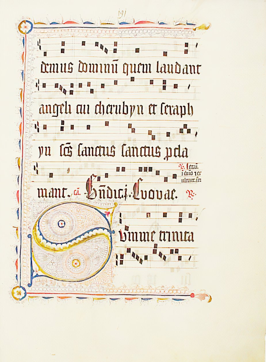 Feuille de manuscrit avec initiale S, d
