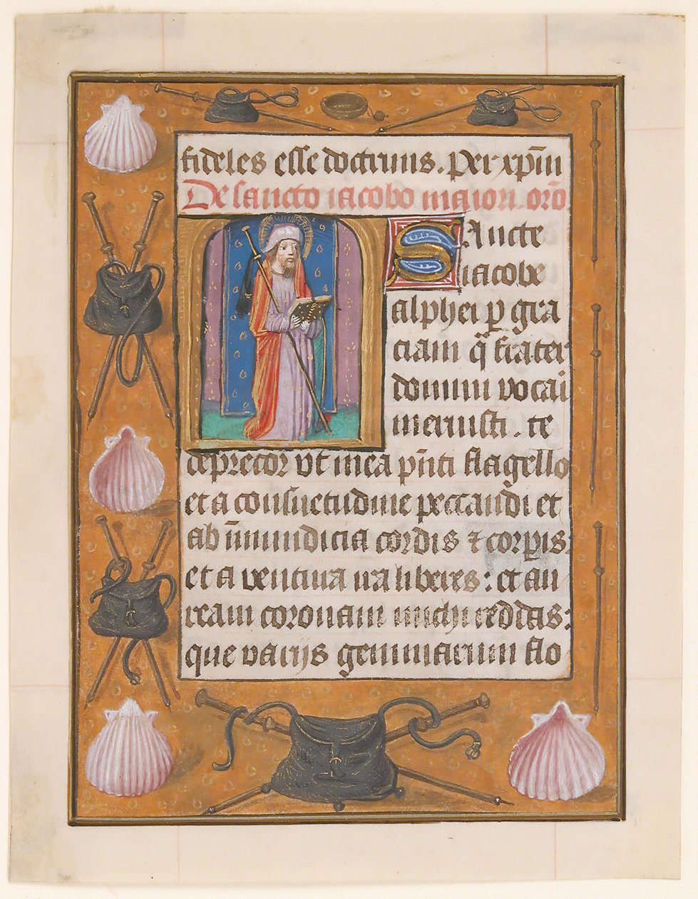 Feuille de manuscrit avec Saint Jacques le Majeur, d