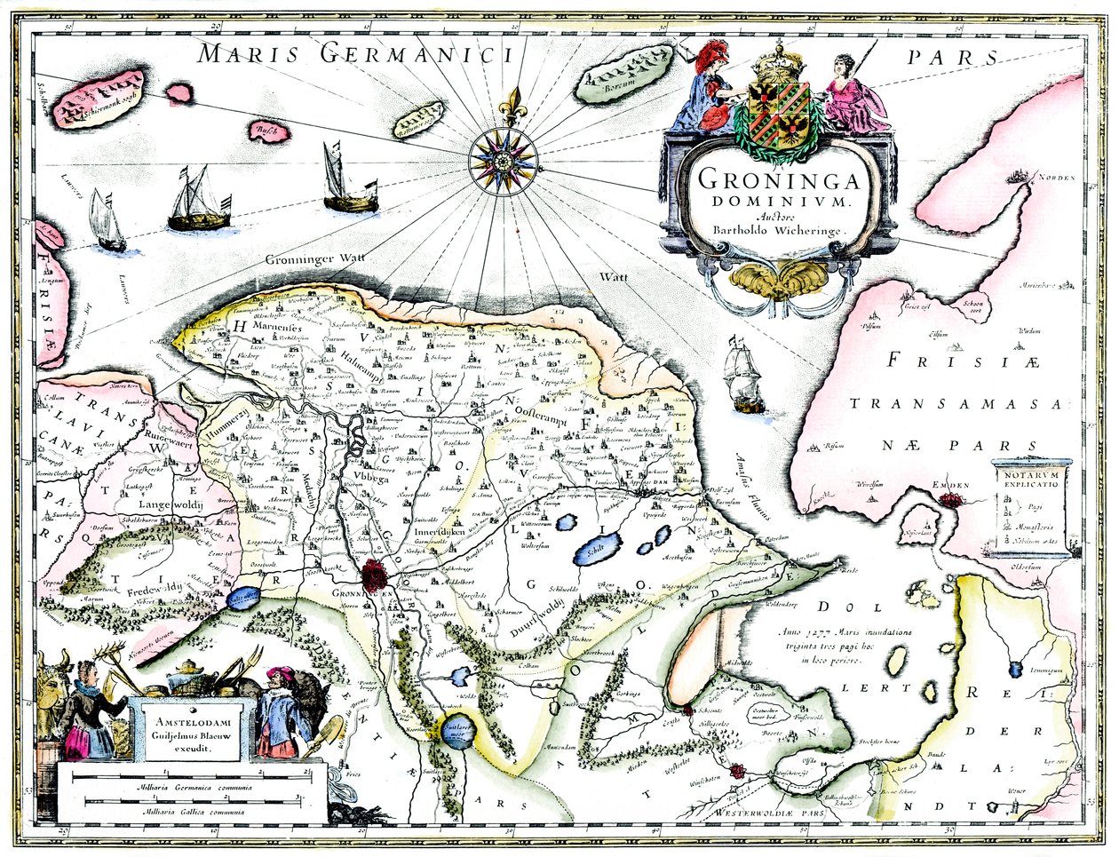 Carte de Groningue, Pays-Bas, 17ème siècle - Unbekannt