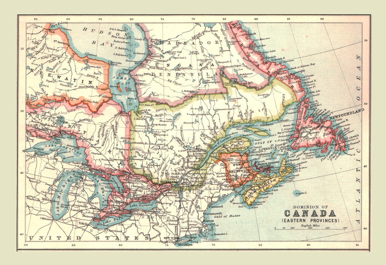 Carte du Dominion du Canada, provinces de l