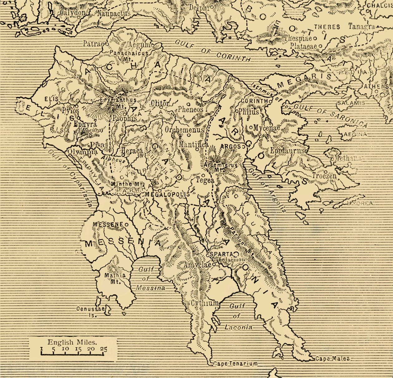 Carte du Péloponnèse, 1890 - Unbekannt
