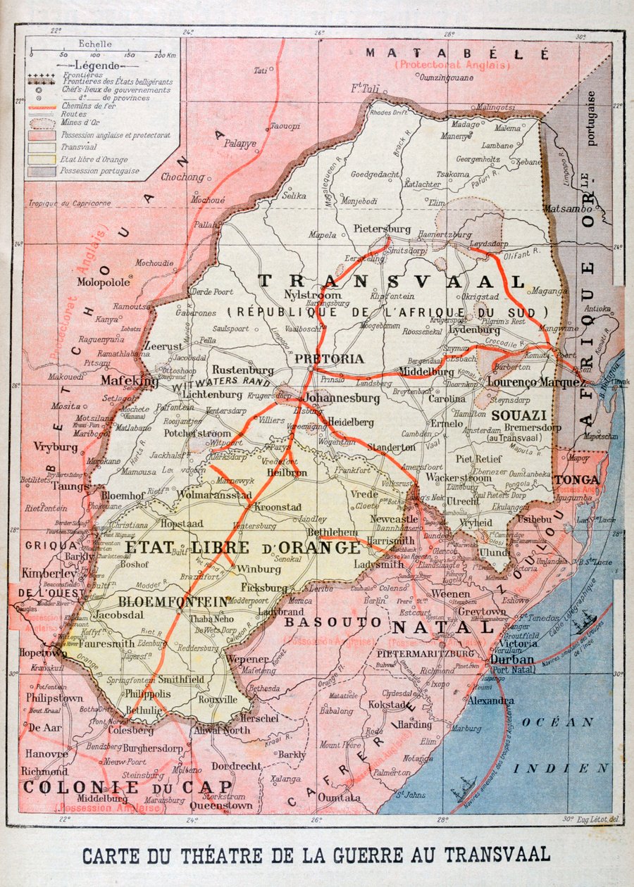 Carte du théâtre de la guerre au Transvaal - Unbekannt