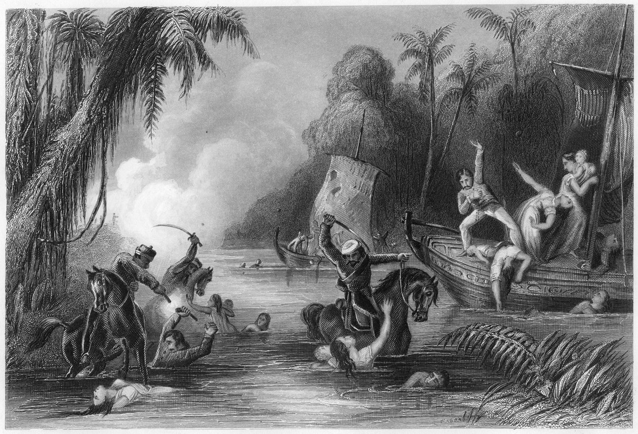 Massacre dans les bateaux au large de Cawnpore, 1857, vers 1860 - Unbekannt