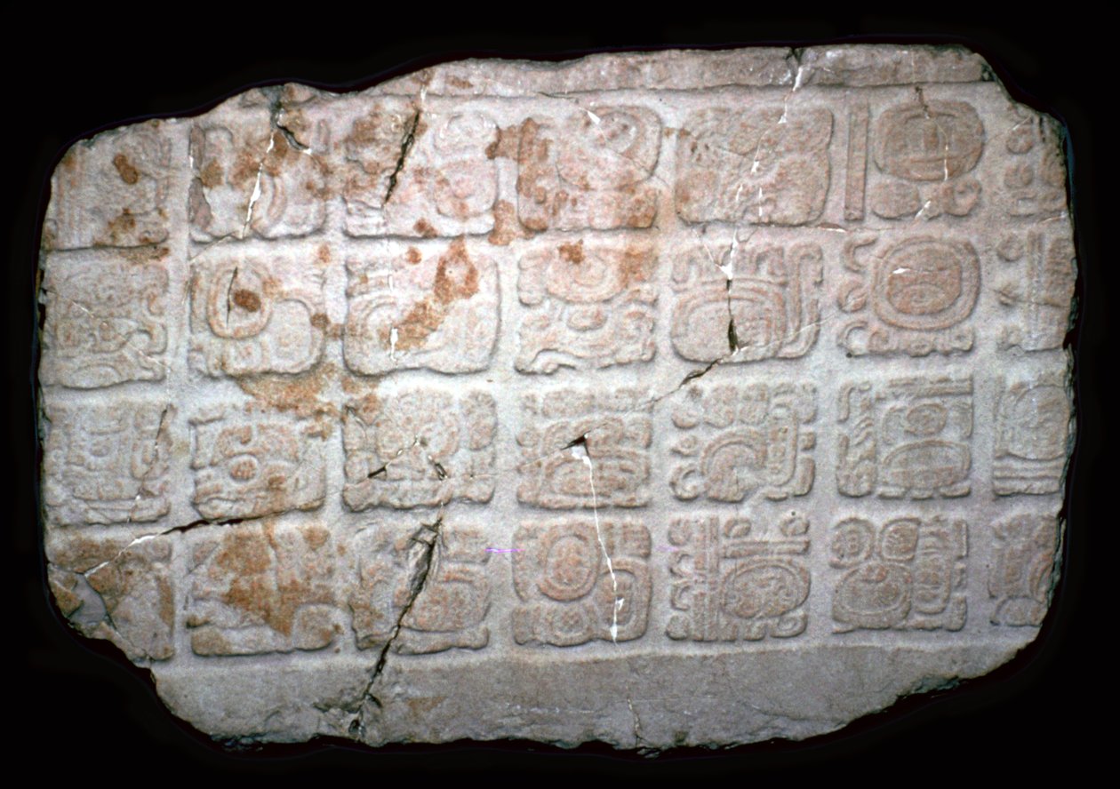 Hiéroglyphes mayas sur une partie d
