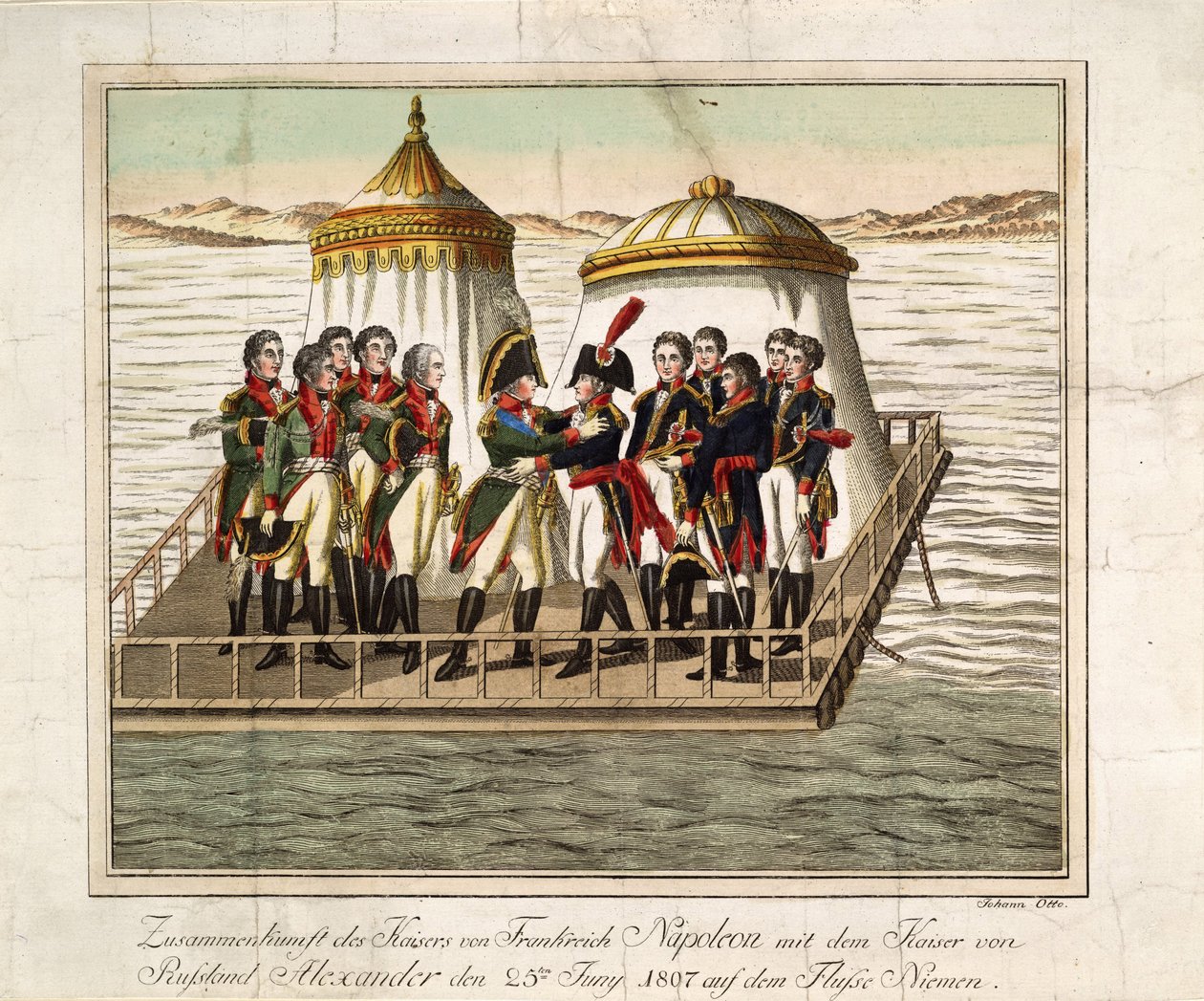 Rencontre des empereurs Alexandre Ier de Russie et Napoléon Ier de France au Neman près de Tilsit, 1807 - Unbekannt