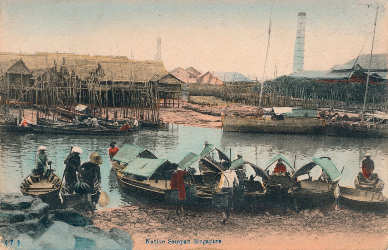 Sampan indigène Singapour, vers 1910 - Unbekannt