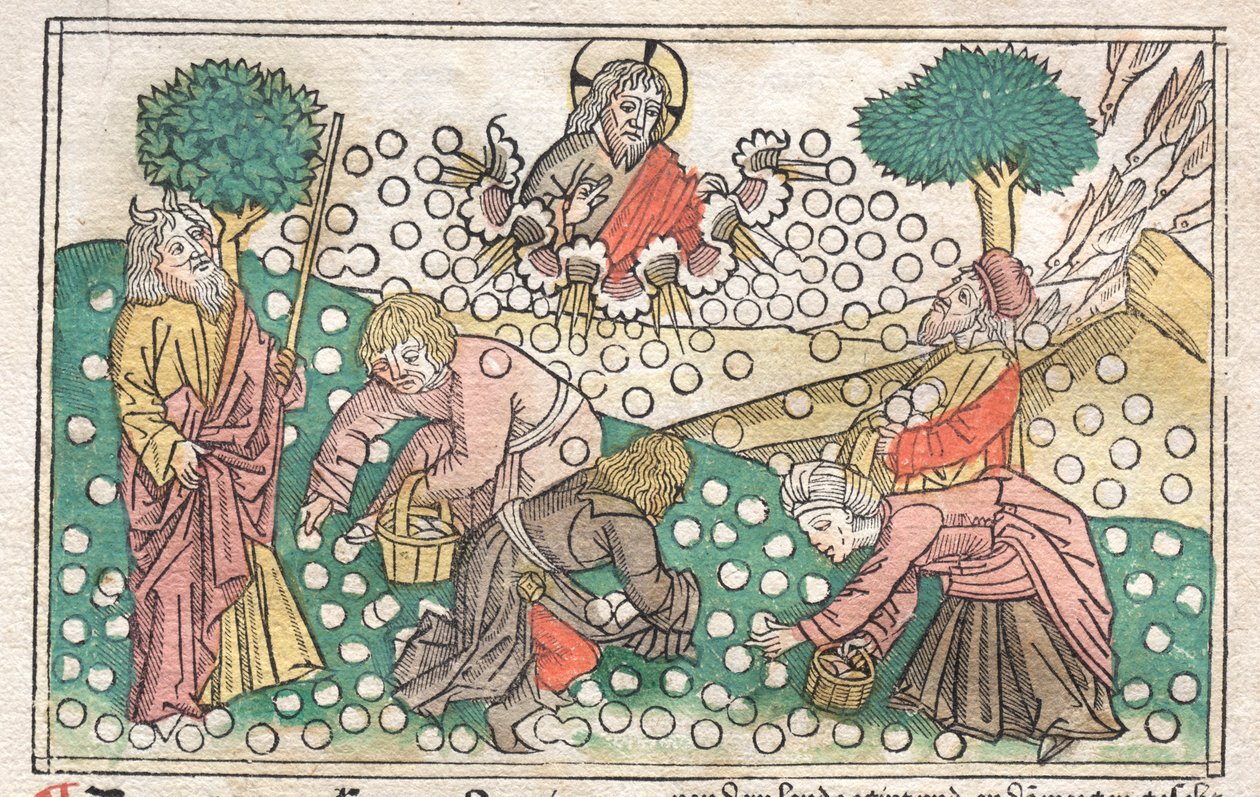 Bible de Nuremberg : La manne tombant du ciel, 1400s - Unbekannt
