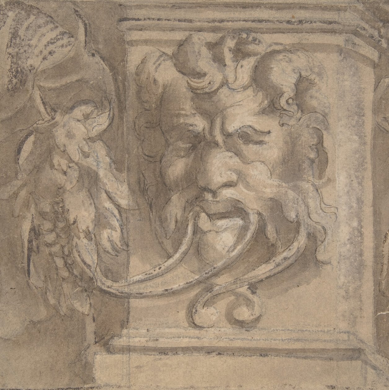 Design ornemental avec masque de style antique, 1550-1600 - Unbekannt