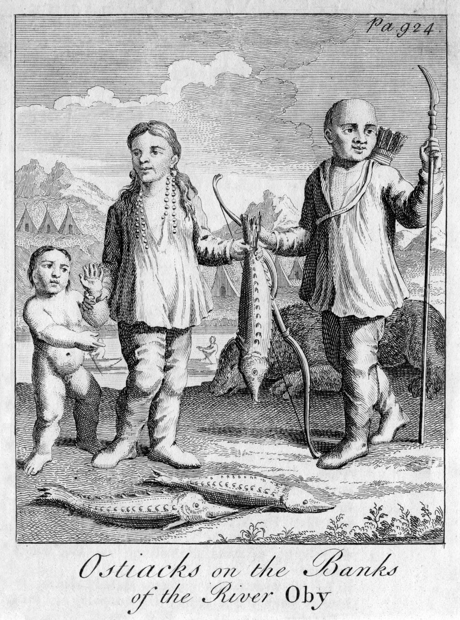 Ostiacks sur les rives de la rivière Oby, vers 1700 - Unbekannt